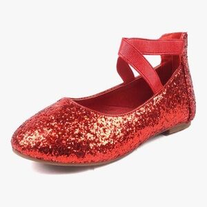 KIDS Red Glitter Ballet Flats/ Ruby Slippers
